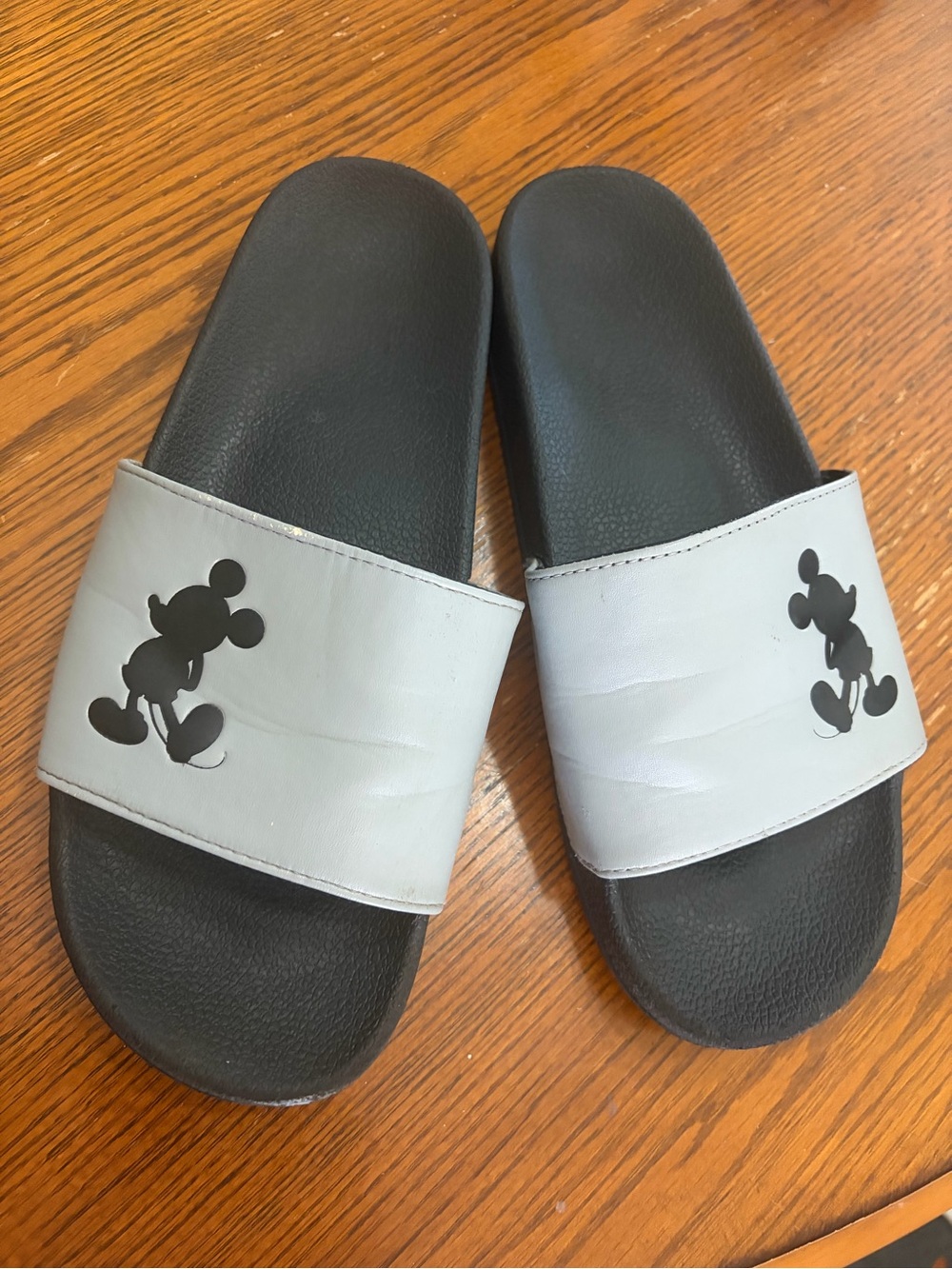 Adult Black snd Grey Mickey Slide Sandals